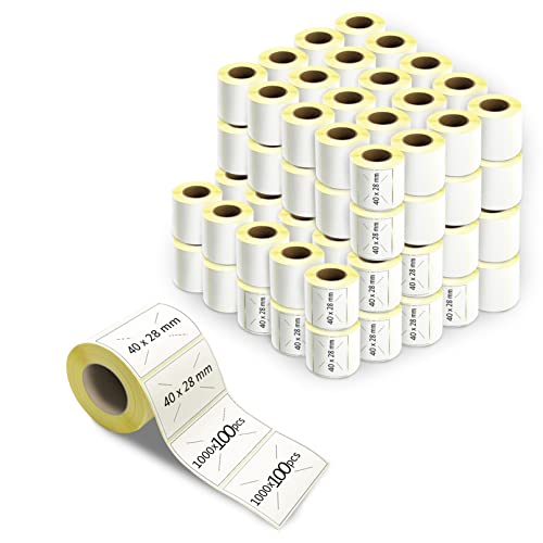 40 × 28 mm Thermo-Etiketten, 10.000 Stück, selbstklebende Etiketten, Thermoetiketten, leere Mehrzweck-Aufkleber für Büro, Anzeige von m MU