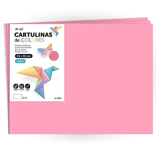 Farbkarton, großer Karton, 50 x 65 cm, Pastellfarben, 180 g, für Bastelarbeiten, kreative Designs und Kunstprojekte · m-office (x125 Blatt, rosa) von m-office