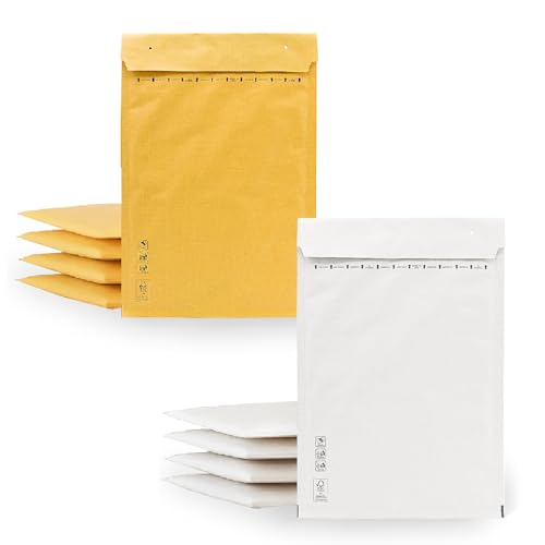 Gepolsterte Umschläge, Luftpolsterumschlag, Kraft-Weiß, Versandtaschen für Pakete, verschiedene Größen, m-office (220 x 260 mm, 10 Stück) von m-office