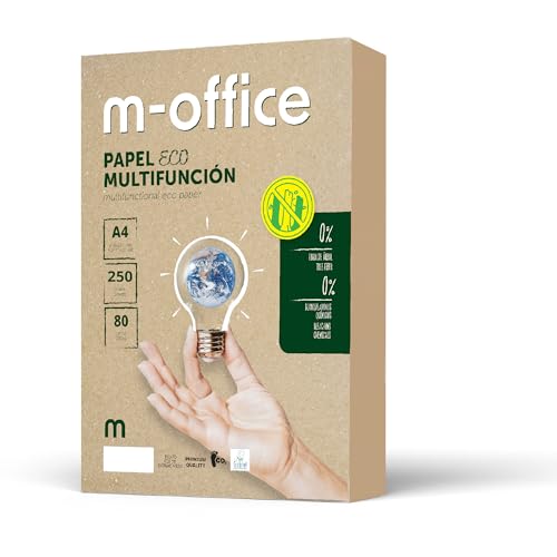 Recyclingpapier, DIN A4, 80 g, Papier für Kopierer und Drucker, 1 Packung mit 250 Blatt A4, 100% Recyclingpapier, m-office (250 Blatt) von m-office