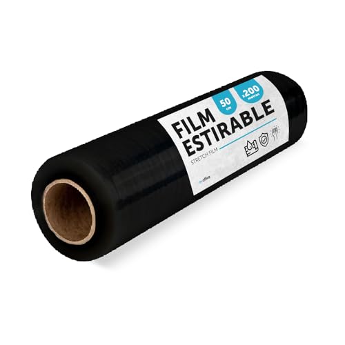 Verpackungsfolie, Kunststoff, Schwarz, für Verpackung von Umzugskartons, zum Schutz von Möbeln und Lieferungen, Maße 50 cm x 200 m, dehnbar, m-office (Schwarz, 1 Stück) von m-office
