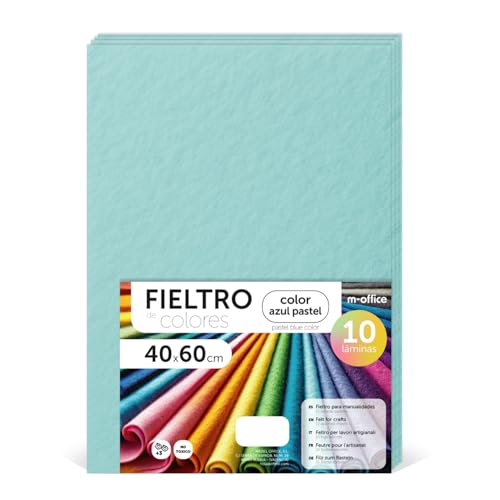 m-office Bastelfilz für DIY-Projekte, Filzplatten in bunten Farben, Weich und Flexibel, Material für Nähen und Patchwork Stoffe, Ideal Handarbeiten, Deko Kunsthandwerk, 40x60cm, (Pastellblau, 10 Stk) m-office Bastelfilz für DIY-Projekte, Filzplatten in bunten Farben, Weich und Flexibel, Material für Nähen und Patchwork Stoffe, Ideal Handarbeiten, Deko Kunsthandwerk, 40x60cm, (Pastellblau, 10 Stk) von m-office