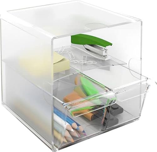 m-office Kali Modularer Organizer, stapelbar, aus transparentem Polystyrol, mit 1 großer Schublade und 1 Fach (transparentes Glas) von m-office