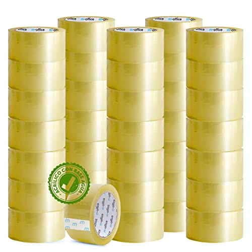 OFITURIA m-office Transparentes Klebeband, selbstklebendes Verpackungsband für Kartons, Versand, Umzüge und Handwerk, sicheres und robustes transparentes Papier (48 mm x 66 m, x36) von m-office