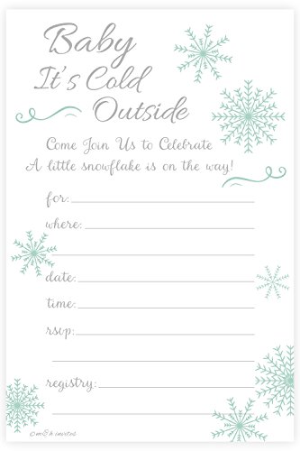 Winter Snowflake Baby Shower Invitations - Baby It's Cold Outside - Fill In Style (20 Count) With Envelopes by m&h invites von m&h invites