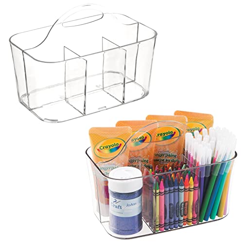 mDesign 2er-Set tragbarer Organizer – kleine Aufbewahrungsbox für Bastelsachen und Nähutensilien – Aufbewahrung für Stifte, Knöpfe, Scheren und Farben – durchsichtig von mDesign