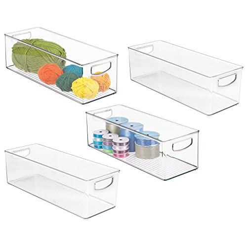 mDesign 4er-Set Aufbewahrungsbox für Bastelbedarf – vielseitig verwendbarer Behälter mit Griffen – längliche Box für Glasperlen, Moosgummi, Wolle oder Stoffbänder – durchsichtig mDesign 4er-Set Aufbewahrungsbox für Bastelbedarf – vielseitig verwendbarer Behälter mit Griffen – längliche Box für Glasperlen, Moosgummi, Wolle oder Stoffbänder – durchsichtig von mDesign