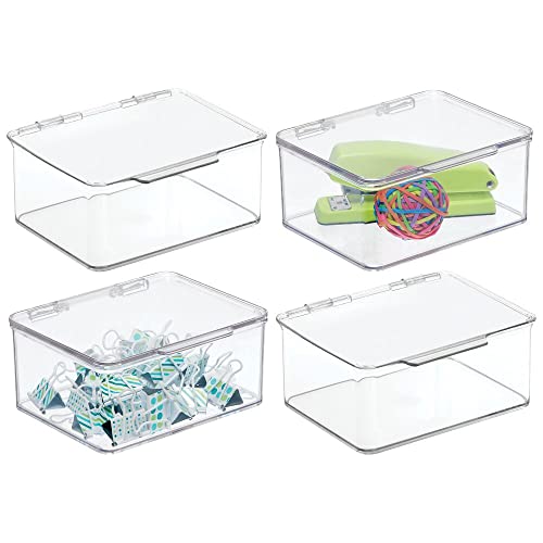 mDesign 4er-Set Schreibtisch Organizer – stapelbarer Büro Organizer aus BPA-freiem Kunststoff – kleine Aufbewahrungsbox mit Klappdeckel für Stifte, Radiergummi und anderes Bürozubehör – durchsichtig mDesign 4er-Set Schreibtisch Organizer – stapelbarer Büro Organizer aus BPA-freiem Kunststoff – kleine Aufbewahrungsbox mit Klappdeckel für Stifte, Radiergummi und anderes Bürozubehör – durchsichtig von mDesign