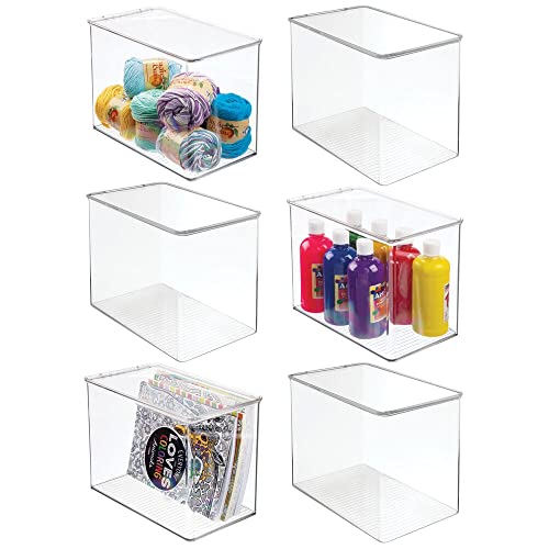 mDesign 6er-Set Aufbewahrungsbox mit Deckel für Bastel- und Nähzubehör – hohes Nähkästchen aus Kunststoff – Stapelbox für Garn, Schleifen, Perlen, Glitzer usw. – durchsichtig mDesign 6er-Set Aufbewahrungsbox mit Deckel für Bastel- und Nähzubehör – hohes Nähkästchen aus Kunststoff – Stapelbox für Garn, Schleifen, Perlen, Glitzer usw. – durchsichtig von mDesign
