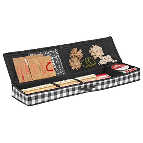 mDesign Lange Geschenkpapier-Aufbewahrungstasche mit Griffen, Halterung für Weihnachten und Urlaub, Organizer-Box – Deckel mit Reißverschluss für Wickelpapier, Büffelkariert, Schwarz/Weiß mDesign Lange Geschenkpapier-Aufbewahrungstasche mit Griffen, Halterung für Weihnachten und Urlaub, Organizer-Box – Deckel mit Reißverschluss für Wickelpapier, Büffelkariert, Schwarz/Weiß von mDesign