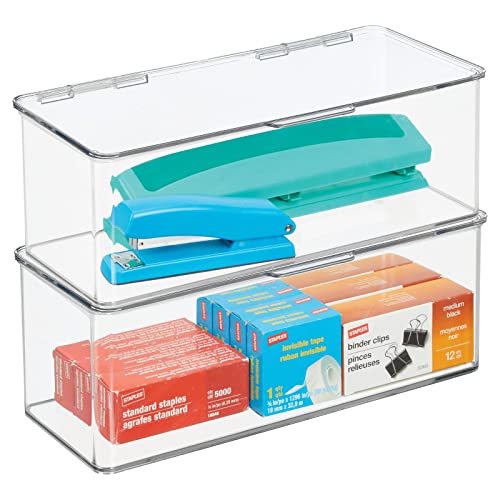 mDesign Schreibtisch-Organizer zur Aufbewahrung von Stiften, Notizbüchern etc. (2 Stück) - Aufbewahrungsbox aus BPA-freiem Kunststoff - Aufbewahrungsbox mit Deckel für alle Arten von Gegenständen - von mDesign