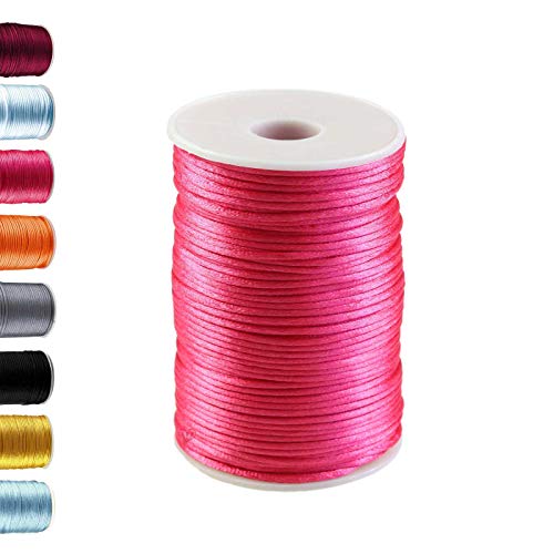 90m Satinschnur 2mm Satinkordel Schmuck-Kordel -Schnur Kumihimo Bänder, Farbwahl, Farbe:pink von maDDma