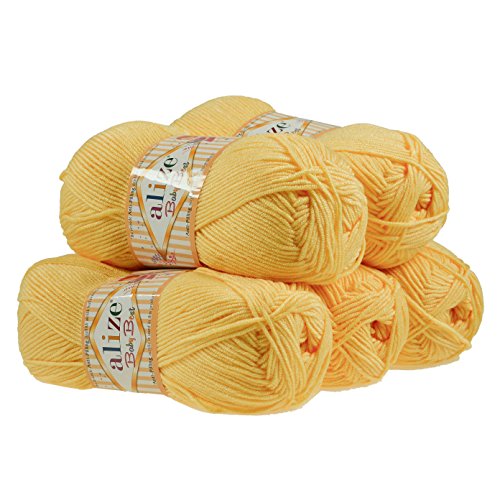 5 x 100g Strickgarn ALIZE Baby Best uni Babywolle Wolle Antipilling 44 Farben, Farbe:250 hellgelb 5 x 100g Strickgarn ALIZE Baby Best uni Babywolle Wolle Antipilling 44 Farben, Farbe:250 hellgelb von maDDma Alize Baby Best