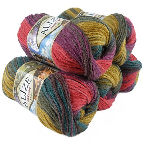 500g Strick-Garn ALIZE BURCUM Batik Strick-Wolle Handstrickgarn, Farbe wählbar, Farbe:3368 beere-oliv-petrol-gelb-rot 500g Strick-Garn ALIZE BURCUM Batik Strick-Wolle Handstrickgarn, Farbe wählbar, Farbe:3368 beere-oliv-petrol-gelb-rot von Alize Burcum Batik