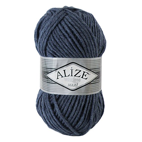 100g Strickgarn Strickwolle Alize Superlana Maxi 25% Wolle, 100g, Farbwahl, Farbe:203 graublau meliert 100g Strickgarn Strickwolle Alize Superlana Maxi 25% Wolle, 100g, Farbwahl, Farbe:203 graublau meliert von maDDma Alize Superlana Maxi