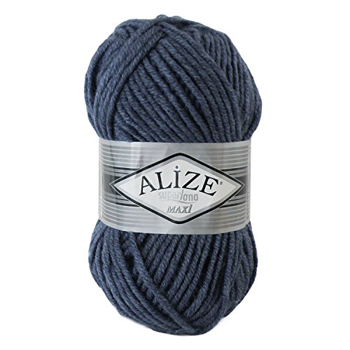 100g Strickgarn Strickwolle Alize Superlana Maxi 25% Wolle, 100g, Farbwahl, Farbe:203 graublau meliert von maDDma Alize Superlana Maxi