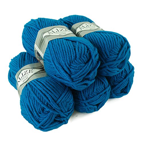 500g Strickgarn Strickwolle Alize Superlana Maxi 25% Wolle, Farbwahl, Farbe:141 königs-blau von maDDma Alize Superlana Maxi