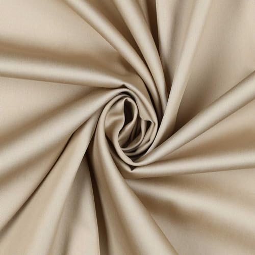 0,5m Baumwoll-Satin Baumwollstoff Satinstoff Meterware unifarben OEKO-TEX zertifiziert, Farbe:sand von maDDma