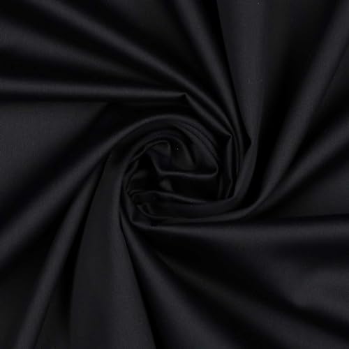 0,5m Baumwoll-Satin Baumwollstoff Satinstoff Meterware unifarben OEKO-TEX zertifiziert, Farbe:schwarz von maDDma