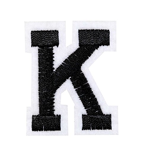 1 Buchstaben Aufbügler, 15-43x45mm, Applikation, Aufnäher, schwarz, Buchstaben & Zeichen:K von maDDma