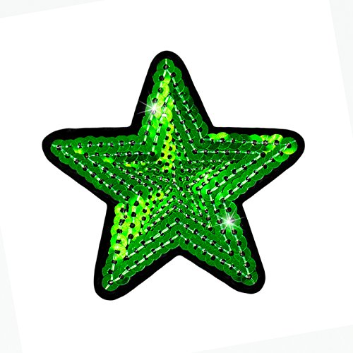 1 Pailletten Aufbügler Aufnäher Stern 70mm Pailettenstern Farbauswahl, Farbe:grün von maDDma