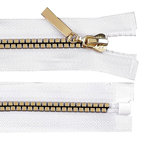 1 Profil-Reißverschluss 5mm Nonlock teilbar Würfel-Design Größenwahl Farbwahl, Größe:70cm, Farbe:weiß gold 1 Profil-Reißverschluss 5mm Nonlock teilbar Würfel-Design Größenwahl Farbwahl, Größe:70cm, Farbe:weiß gold von maDDma