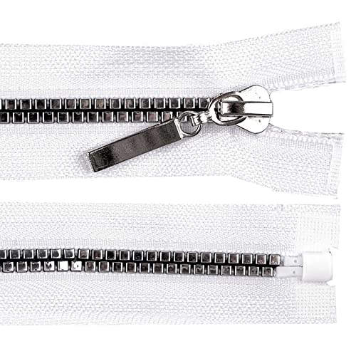 1 Profil-Reißverschluss 5mm Nonlock teilbar Würfel-Design Größenwahl Farbwahl, Größe:70cm, Farbe:weiß silber 1 Profil-Reißverschluss 5mm Nonlock teilbar Würfel-Design Größenwahl Farbwahl, Größe:70cm, Farbe:weiß silber von maDDma