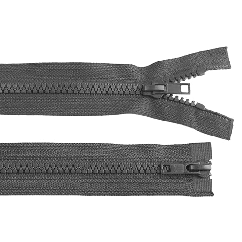 1 Reißverschluss 2-Wege 5mm 65 cm teilbar Autolock Doppelzipper Farbwahl, Farbe:grau von maDDma