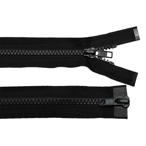 1 Reißverschluss 2-Wege 5mm 65 cm teilbar Autolock Doppelzipper Farbwahl, Farbe:schwarz von maDDma