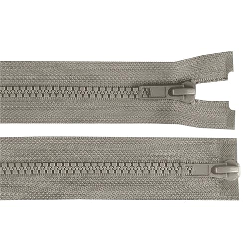 1 Reißverschluss 2-Wege 5mm 75 cm teilbar Autolock Doppelzipper Farbwahl, Farbe:mausgrau von maDDma