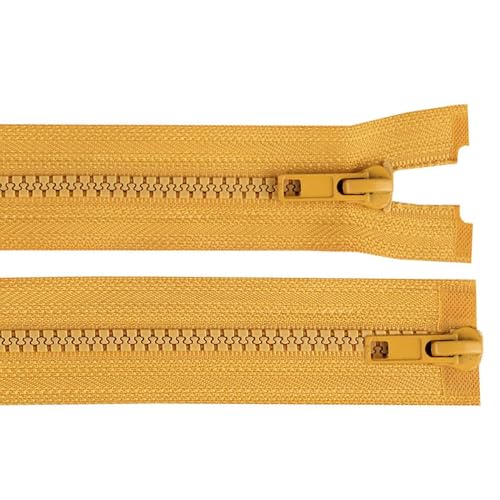 1 Reißverschluss 2-Wege 5mm 80 cm teilbar Autolock Doppelzipper Farbwahl, Farbe:goldgelb von maDDma