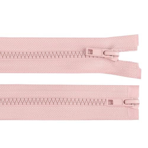 1 Reißverschluss 2-Wege 5mm 80 cm teilbar Autolock Doppelzipper Farbwahl, Farbe:puderrosa von maDDma