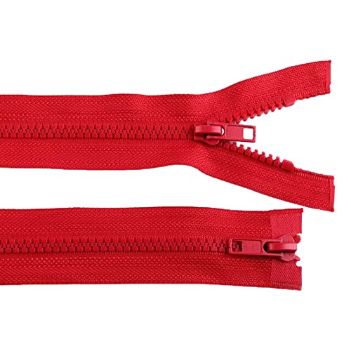 1 Reißverschluss 5mm 2-Wege-Reißverschluss teilbar Doppelzipper Autolock Längen- / Farbwahl, Größe:65cm, Farbe:rot von maDDma