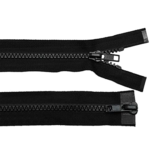 1 Reißverschluss 5mm 2-Wege-Reißverschluss teilbar Doppelzipper Autolock Längen- / Farbwahl, Größe:75cm, Farbe:schwarz von maDDma