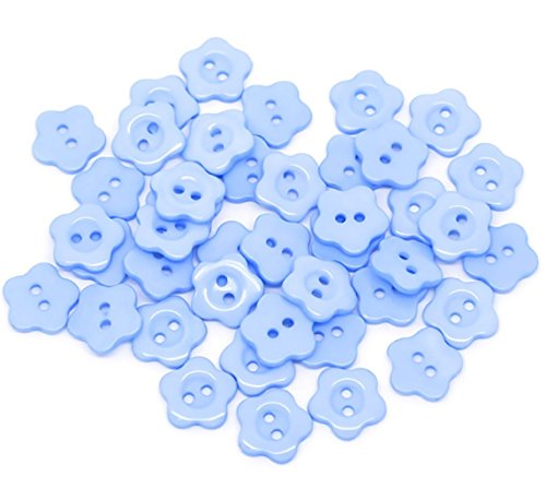 10 Kinderknöpfe Blume, 14 mm, azurblau von maDDma