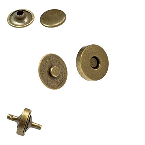 10 Magnet-Knöpfe Magnet-Verschlüsse Taschenverschluss Nähen Basteln Kleidung Tasche Alben, Farbe:altmessing, Größe:18mm von maDDma