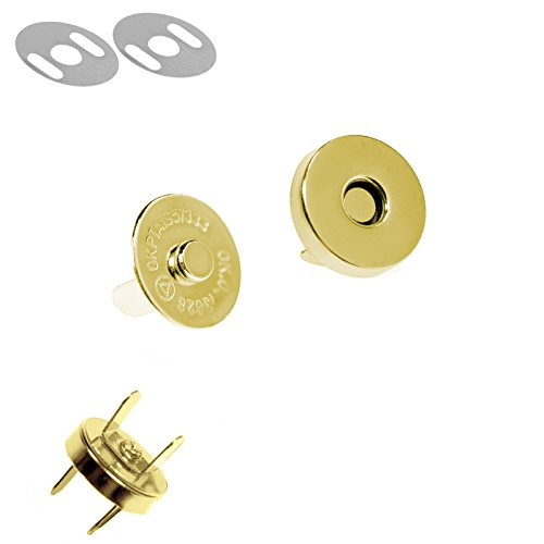 10 Magnet-Verschlüsse rund + oval Größen- Farbwahl - Taschen Schloss Verschluss, Farbe:gold, Größe:14-14mm von maDDma
