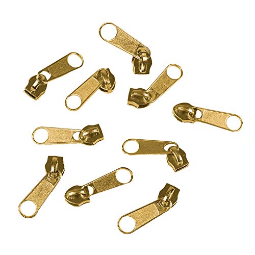 10 Schieber Reißverschluss Zipper für Endlosreißverschluss, 3mm, Farbauswahl, Farbe:gold von maDDma