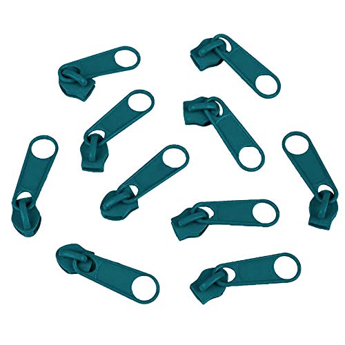 10 Schieber Reißverschluss Zipper für Endlosreißverschluss, 3mm, Farbauswahl, Farbe:petrol von maDDma