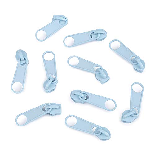 10 Schieber Reißverschluss Zipper für Endlosreißverschluss 3mm, mehr als 70 Farben, Farbe:babyblau von maDDma