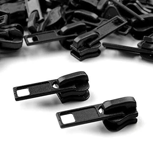 10 Zipper für Profil-Reißverschlüsse m. 5mm Profilschiene, freie Farbwahl, Farbe:schwarz von maDDma