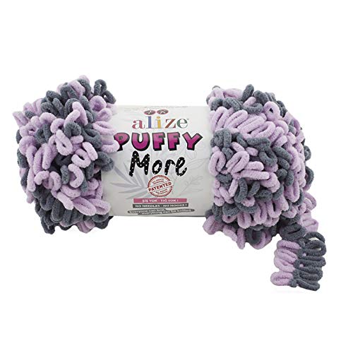 10 x 150g Strickgarn Alize Puffy More Color, Fingerstrick-Wolle Stricken ohne Nadel Farbwahl, Farbe:6285 flieder-grau 10 x 150g Strickgarn Alize Puffy More Color, Fingerstrick-Wolle Stricken ohne Nadel Farbwahl, Farbe:6285 flieder-grau von maDDma