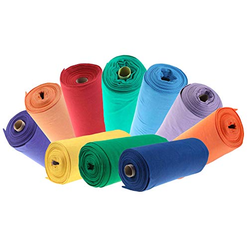 10 x 25cm Bündchenstoff uni Jersey, Bündchen, 35cm breit, Schlauchware, Farbmix, Farbe:rainbow von maDDma