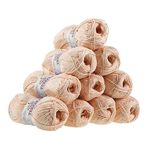 10 x 50g Strickgarn Terezka 100% Baumwolle Baumwollgarn Häkelgarn, Farbe:lachsfarben von maDDma