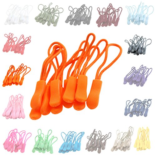 100 Zipper-Schlaufen Reißverschluss-Anhänger Reißverschluss-Verlängerung Pull Anhänger, Farbe:orange von maDDma