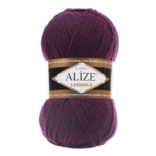 100 g ALIZE Lanagold 49% Wolle Strickgarn Winterwolle Schurwolle Farbwahl, Farbe:aubergine 100 g ALIZE Lanagold 49% Wolle Strickgarn Winterwolle Schurwolle Farbwahl, Farbe:aubergine von maDDma