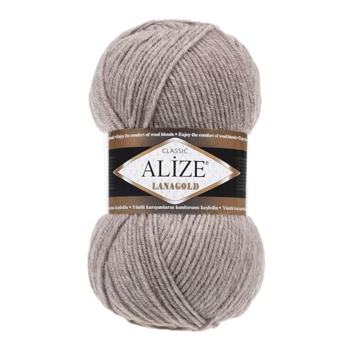100 g ALIZE Lanagold 49% Wolle Strickgarn Winterwolle Schurwolle Farbwahl, Farbe:beige meliert von maDDma