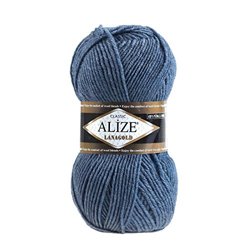 100 g ALIZE Lanagold 49% Wolle Strickgarn Winterwolle Schurwolle Farbwahl, Farbe:denim melange von maDDma
