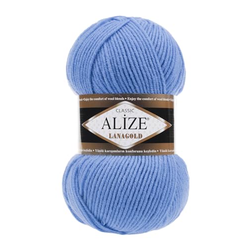 100 g ALIZE Lanagold 49% Wolle Strickgarn Winterwolle Schurwolle Farbwahl, Farbe:himmelblau von maDDma