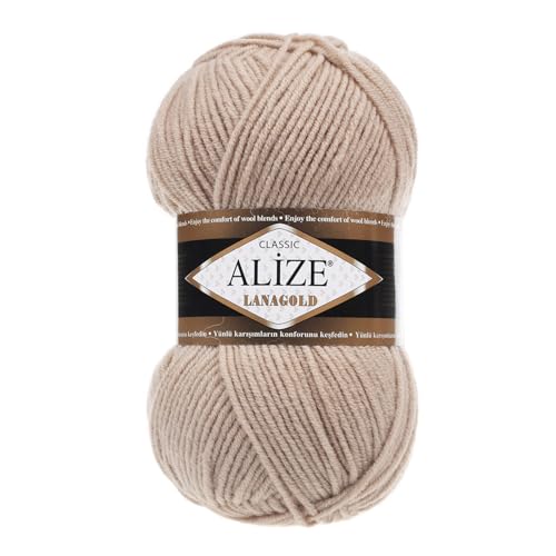 100 g ALIZE Lanagold 49% Wolle Strickgarn Winterwolle Schurwolle Farbwahl, Farbe:sand von maDDma